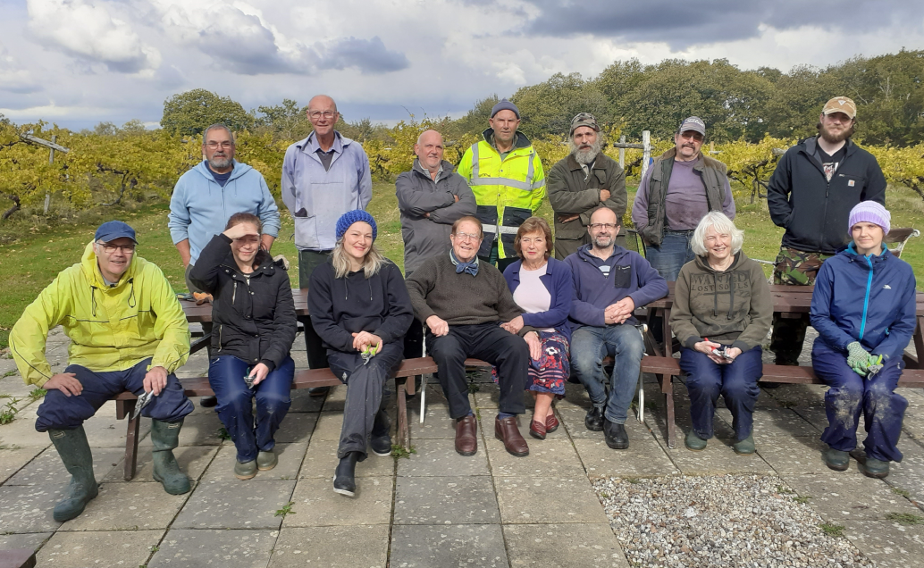 A group photo of the Carr Taylor Wines team in the vineyard